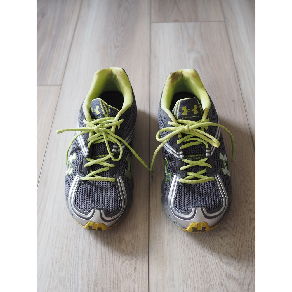 Under Armour Running Shoes Grey Lime Green Athletic Sneakers Womens 9